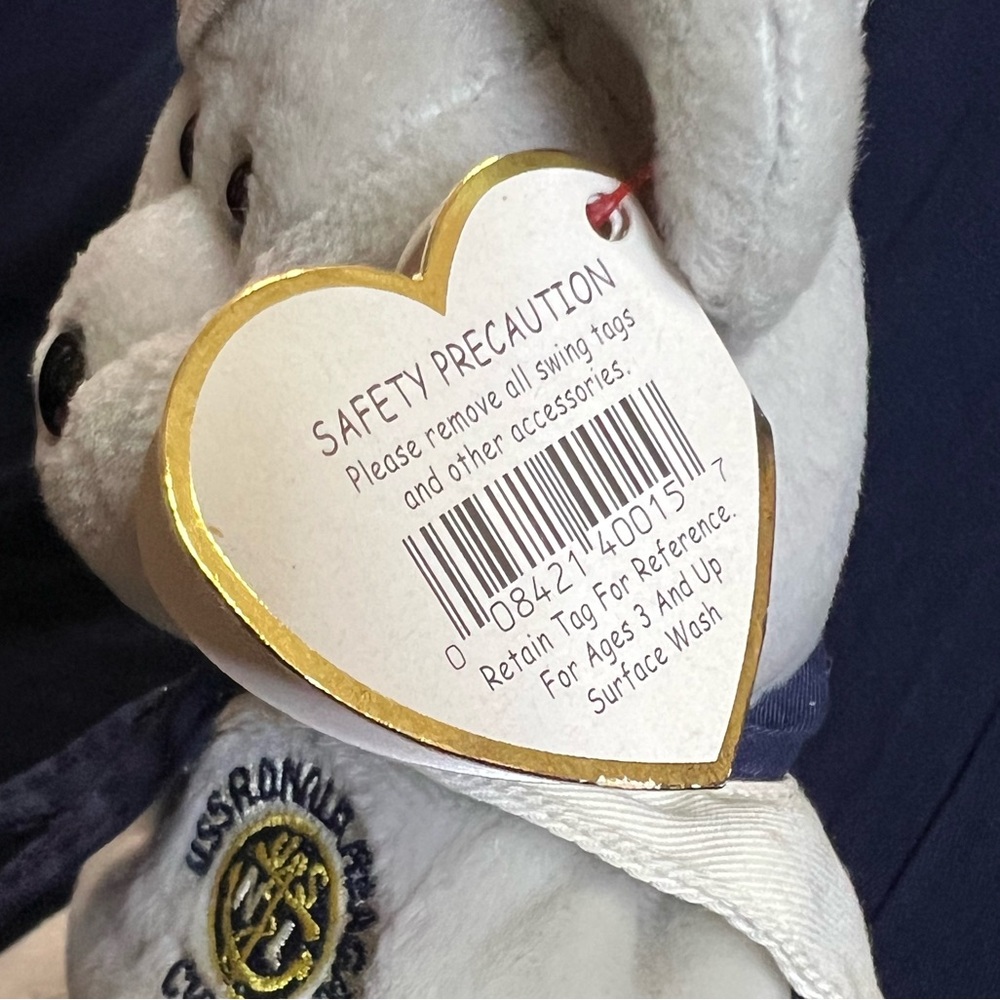 NWT - CVN 76 - USS RONALD REAGAN - Ty Beanie Babies Navy Gray Sailor Bear - Picture 7 of 7